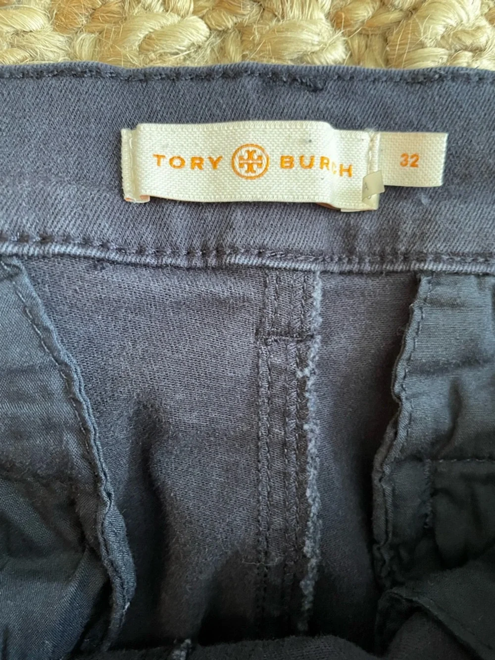 Tory Burch Riding Pants Women 32 Navy Skinny Ankle Zip Button Detail Stretch